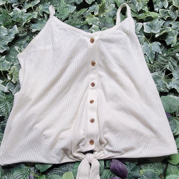 NWOT BP V Neck Top with front tie Beigue Size Large - Picture 1 of 3